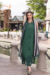 3-PC Unstitched Embroidered Lawn Noor By Saadi Asad | D12- Bottle Green